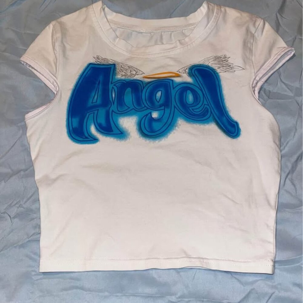 Angel Graphic White Short Sleeve Tee